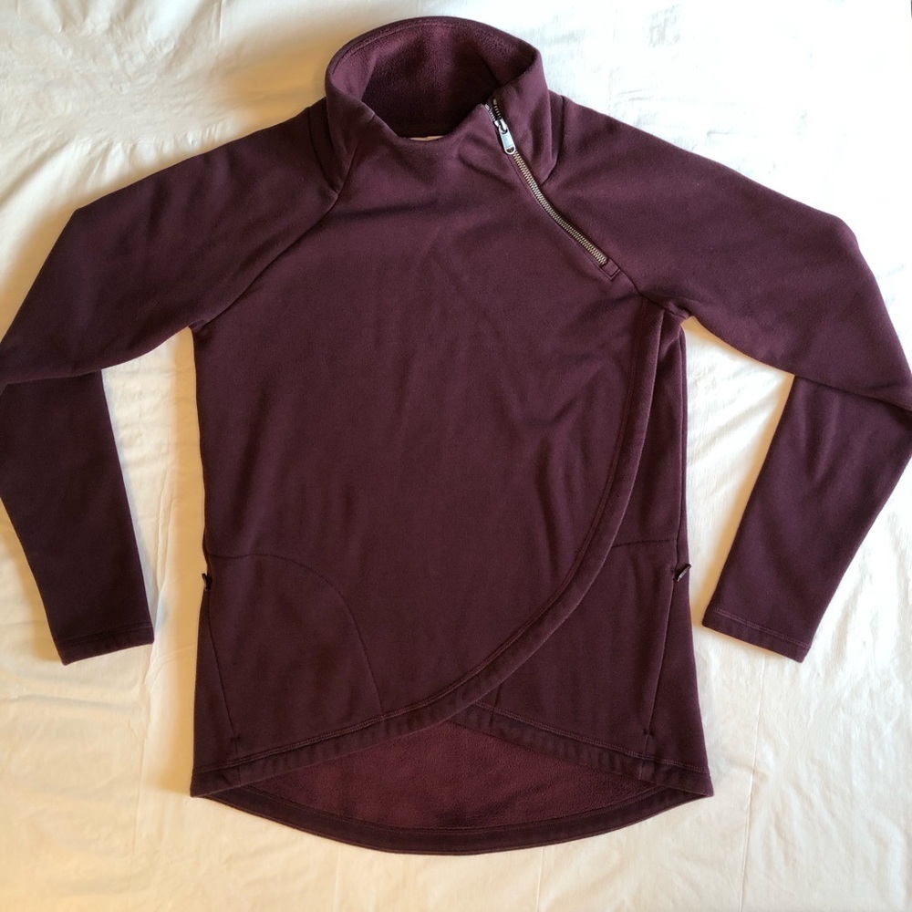 Athleta Burgundy Cozy Karma Asym Pullover Size SP
